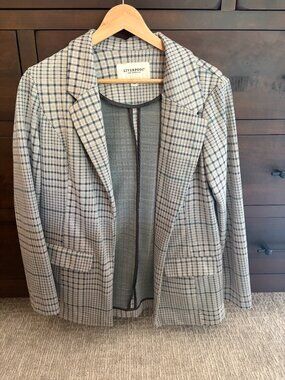 Liverpool Los Angeles Gray Plaid Boyfriend Knit Blazer